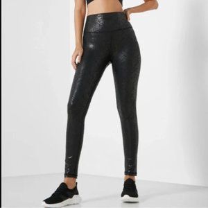 Aerie Offline High Shine High Rise Black Faux Leather Yoga Leggings Small
